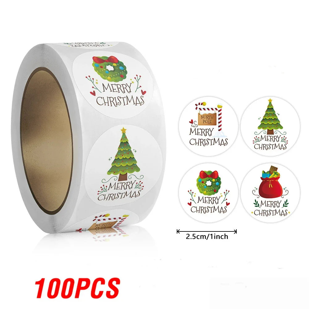 100-500pcs Christmas Stickers Retro Santa Stickers for Scrapbooking Christmas Decorations Envelopes Gifts (ONLINE ORDER ONLY)