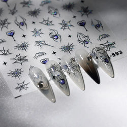 Cat Eye Shiny Blue Purple Spider Cross Love Heart Star Snake Web Jelly Thrilling Nail Art Stickers Manicure Decals Halloween (ONLINE ORDER ONLY)