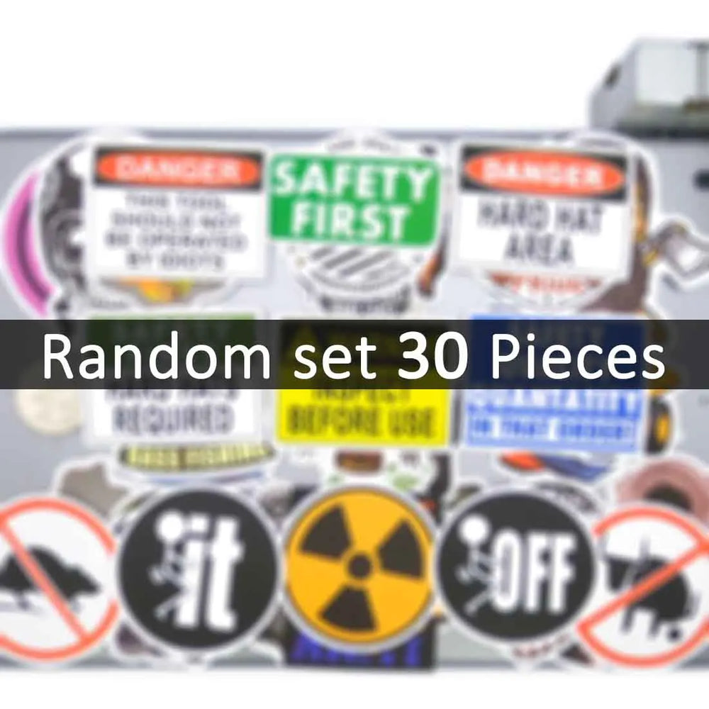 20/30/50Pieces Safety First Decals Danger Warning Caution Tip Mix Helmet Stickers for Motorcycle Car Bike Luggage Laptop Sticker (Online Order Only)