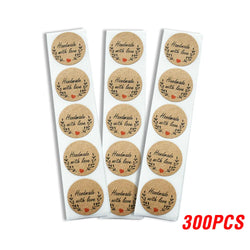 100-500pcs Handmade With Love Stickers 25mm Brown Wedding Stickers For Party Favors Decoration Envelope Seals Stationery (ONLINE ORDER ONLY)