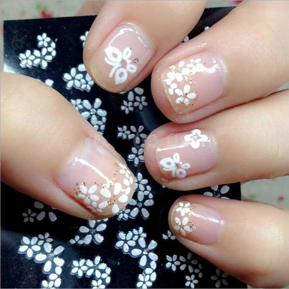 50 Sheets! 3D Flower Nail Art Stickers Decals NOT Repeat Black/White/Colorful Self Adhesive Nail Sticker Decals Random Pattern * (ONLINE ORDER ONLY)