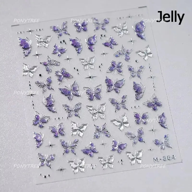 Dreamy Moon Stars Love Heart Butterfly Bowknot Lace Shiny Starburst Ribbon Delicate Adhesive Nail Art Stickers Manicure Decals (Online Order Only)