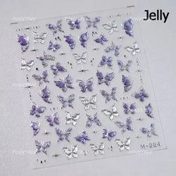 Green Blue Glass Butterfly Lily Flowers Star Line Water Droplet Charming Shiny Self Adhesive Nail Art Stickers Manicure Decals (ONLINE ORDER ONLY)