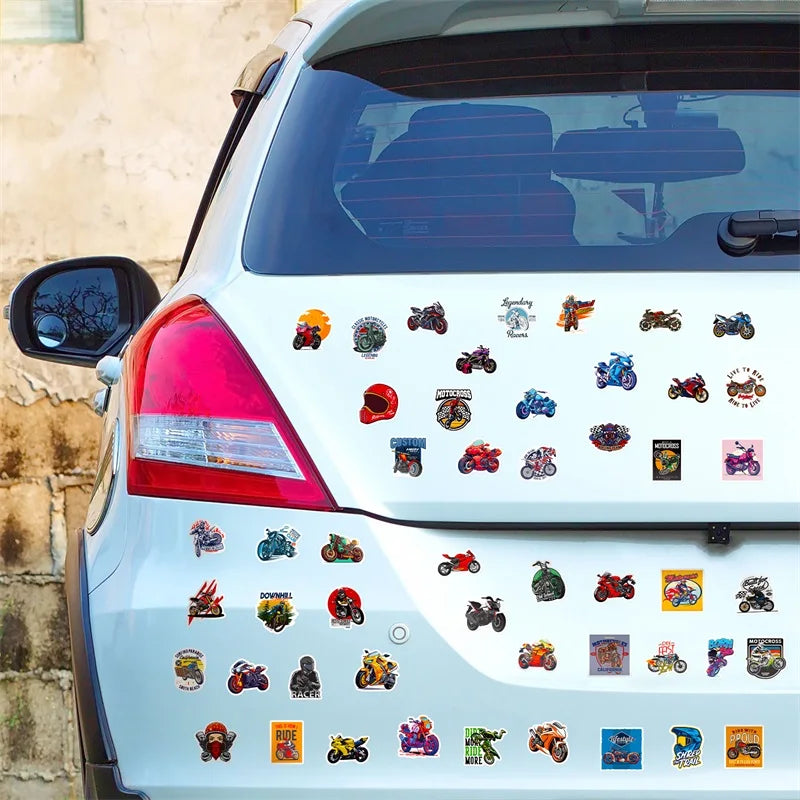 10/30/50PCS Fast Motorcycle PVC Sticky Sticker Aesthetic Chidlren's Stationery Decoration Scrapbooking Hand Accounting Supplies (ONLINE ORDER ONLY)