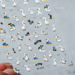 Cute Duck Pear Bowknot Mini Flower Duckling Line Bow Photo Frame Seal Stamp Figure Self Adhesive Nail Art Sticker Manicure Decal (ONLINE ORDER ONLY)