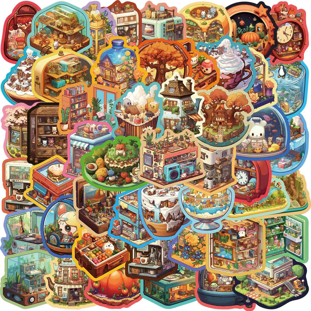Cartoon Micro World Stickers 10/30/50pcs for Snowboard Laptop Luggage Car Fridge Vinyl Decor (Online Order Only)