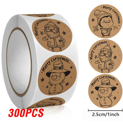 100-500pcs Merry Christmas Sticker , Round Adhesive Decoration Sticker for Cards Envelope Seal Xmas Gift Wraps Box Bags (ONLINE ORDER ONLY)