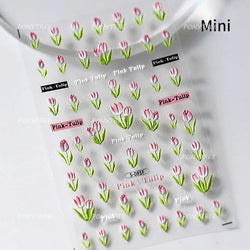 Cute  Pink Blue Nature Tulip Star Heart Butterfly Peach Blossom Jelly Embossed Relief Adhesive Nail Art Stickers Manicure Decals (ONLINE ORDER ONLY)