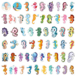 10/30/55PCS Cute Seahorse Stickers Marine Organism Cartoon Decals Kawaii Animal Toy Luggage Laptop Phone Guitar Bike Skateboard (ONLINE ORDER ONLY)