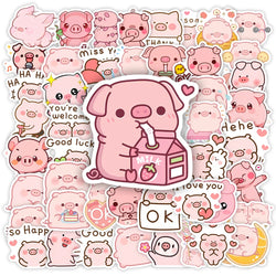Cute Cartoon Pink Pig Stickers Funny Kawaii DIY Gift Kids Toy Decal for Laptop Phone Scrapbook Luggage Decorative Waterproof (ONLINE ORDER ONLY)