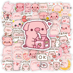 Cute Cartoon Pink Pig Stickers Funny Kawaii DIY Gift Kids Toy Decal for Laptop Phone Scrapbook Luggage Decorative Waterproof (ONLINE ORDER ONLY)
