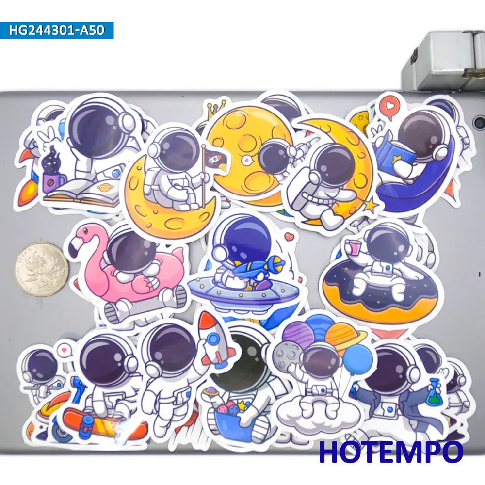 20/30/50Pieces, Astronaut Stickers, Universe Space Ship, Cute Cartoon Meme Style, for DIY Creative Decoration, Funny Sticker (Online Order Only)