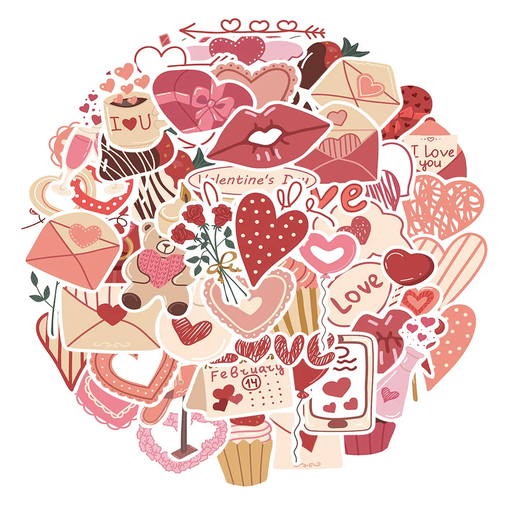 Valentine's Day Love Stickers for Suitcase Laptop Luggage Fridge Phone Car (Online Order Only)