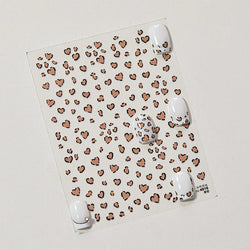 Flat Small Pink Brown Halo Dyeing Love Heart Geometric Leopard Shiny Jelly Chic Embossed Relief Nail Art Stickers Manicure Decal (Online Order Only)