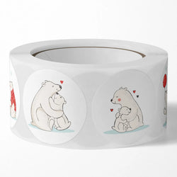 100-500 Pcs Round Cute Animal Polar Bear Party Adhesive Diy Seal Stickers Decorative Album Diary Cartoon Kawaii Label Decor (ONLINE ORDER ONLY)