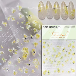 Retro Rose Flowers Bowknot Petal Romantic 5D Soft Embossed Relief Self Adhesive Nail Art Decoration Stickers 3D Manicure Decals (ONLINE ORDER ONLY)