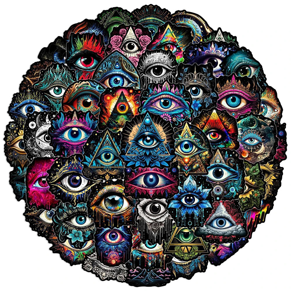 Cool Art Eye Stickers - Aesthetic Waterproof Decals for Skateboard, Guitar, Suitcase, Motorcycle (10/30/50PCS) (Online Order Only)