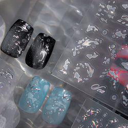 Ocean Elements Starry Sea Shoal of Fish School Water Bubbles Water Bubbles Adhesive Nail Art Decoration Sticker Manicure Decals (Online Order Only)