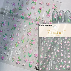 Charming Dreamy Shiny Jelly Blue Gradient Lily Flowers Rose Petal White Dot Chinese Colorful Nail Art Stickers Manicure Decals (ONLINE ORDER ONLY)