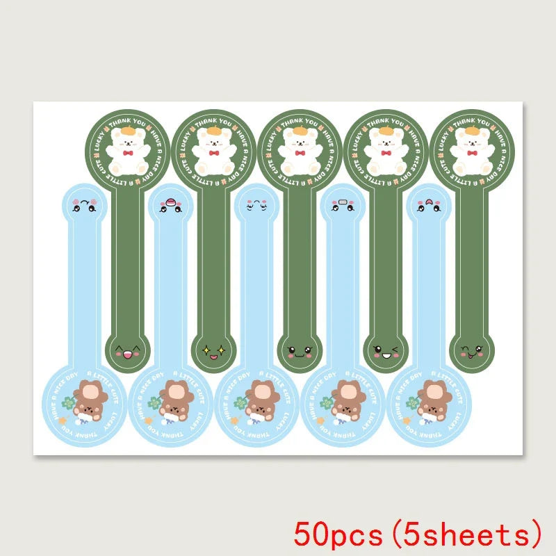 50-100pcs Pink Bear Thank You Stickers Seal Labels Small Business Packaging Sticker for Envelopes Seal Gift Box Decorations (Online Order Only)