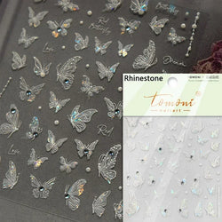 Charming Blue Sparrow Feather Rhinestone Wings Peacock Sparrow Dreamy Jelly Stars Self Adhesive Nail Art Stickers Manicure Decal (ONLINE ORDER ONLY)