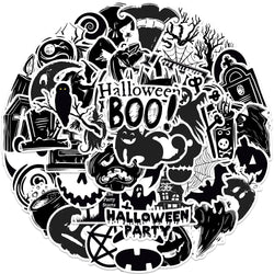 10/30/50PCS Horror Halloween Black Stickers Cute Ghost Decals DIY Wall Motorcycle Fridge Skateboard Phone Cartoon Sticker Toys (Online Order Only)