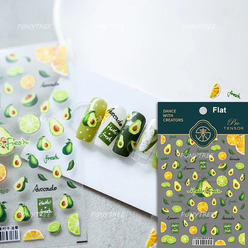 Soda Fruit Beverage Bottle Bear Watermelon Popsicle Dessert Ice Cream Cat Cherry Strawberry Bow Summer Nail Art Stickers Decals (ONLINE ORDER ONLY)