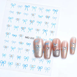 Gold Silver White Black Pink Blue Bowknot Ribbon Flat 3D Line Gird Strap Tie Elegant Charming Nail Art Stickers Manicure Decals (ONLINE ORDER ONLY)