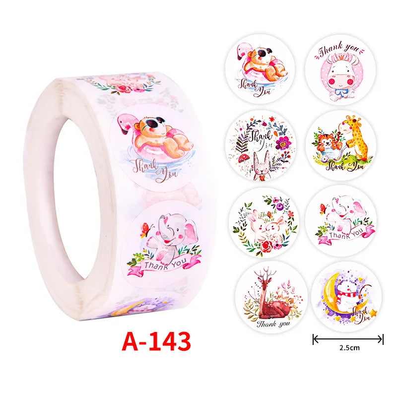 500Pcs Children's Cartoon Animal Stickers Baby Stickers Kindergarten Inspirational Little Red Flower Reward Roll Stickers (Online Order Only)