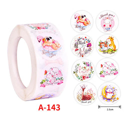 500Pcs Children's Cartoon Animal Stickers Baby Stickers Kindergarten Inspirational Little Red Flower Reward Roll Stickers (Online Order Only)