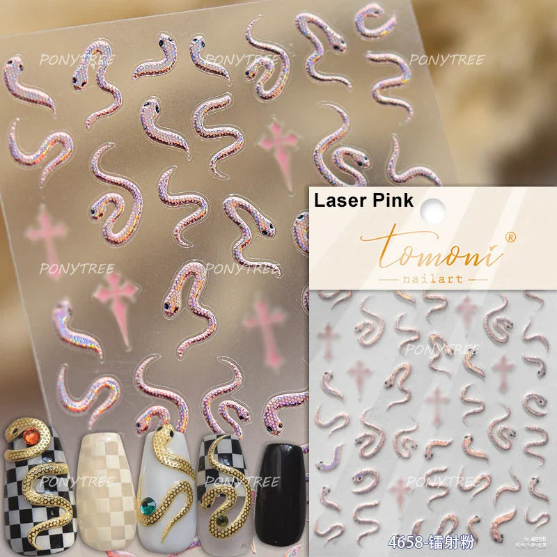 Wealthy Rich Snake Flower Coin Yuanbao Good Luck Blessing Fu Character Self Adhesive Nail Art Stickers Rhinestone Manicure Decal (ONLINE ORDER ONLY)