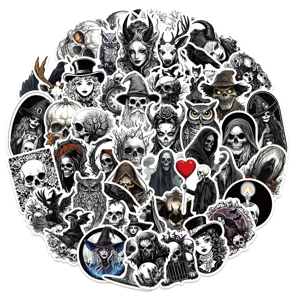 10/50Pcs Gothic Darkness Witch Horror Skull Stickers Aesthetic For Luggage Laptop Water Bottle Notebook Waterproof Vinyl Decals (ONLINE ORDER ONLY)