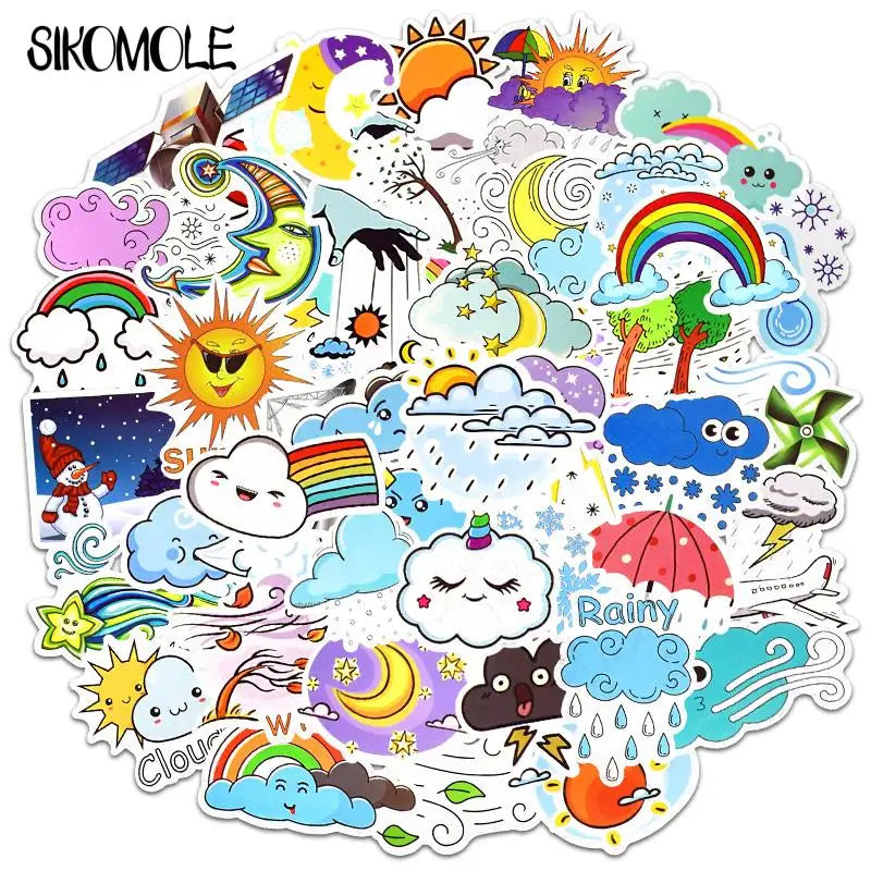 Cartoon Weather Stickers Pack for Notebook Laptop Phone Car Fridge Kids Toys (ONLINE ORDER ONLY)