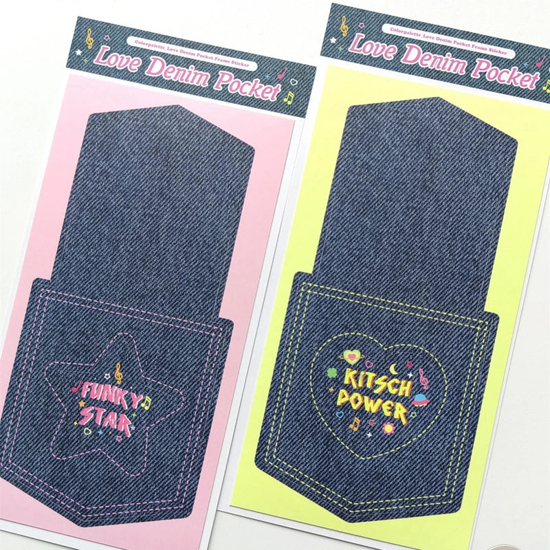 Korean Ins Creative Denim Pattern Stickers Scrapbooking Idol Album Decoration Sticker Aesthetic Personalized Kawaii Stationery (ONLINE ORDER ONLY)