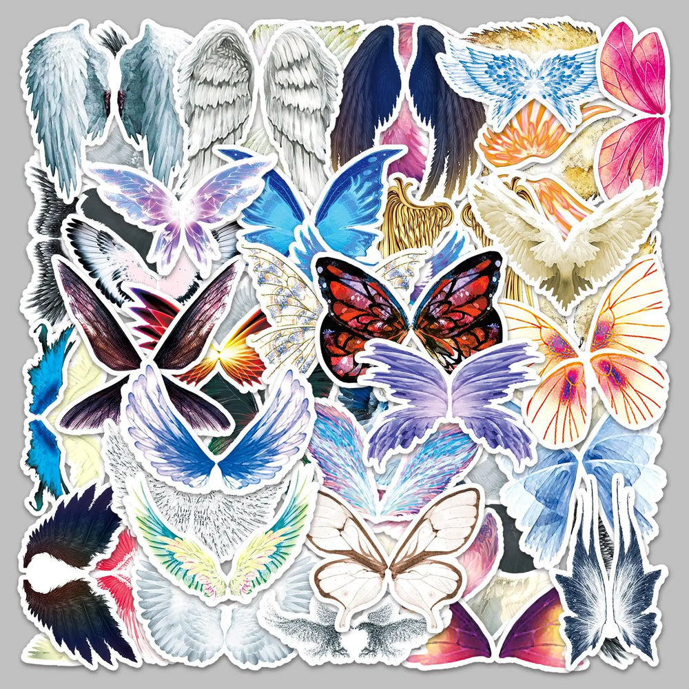 50Pcs Cartoon Magic Wings Graffiti Stickers for Helmet, Wall, DIY Decoration (Online Order Only)