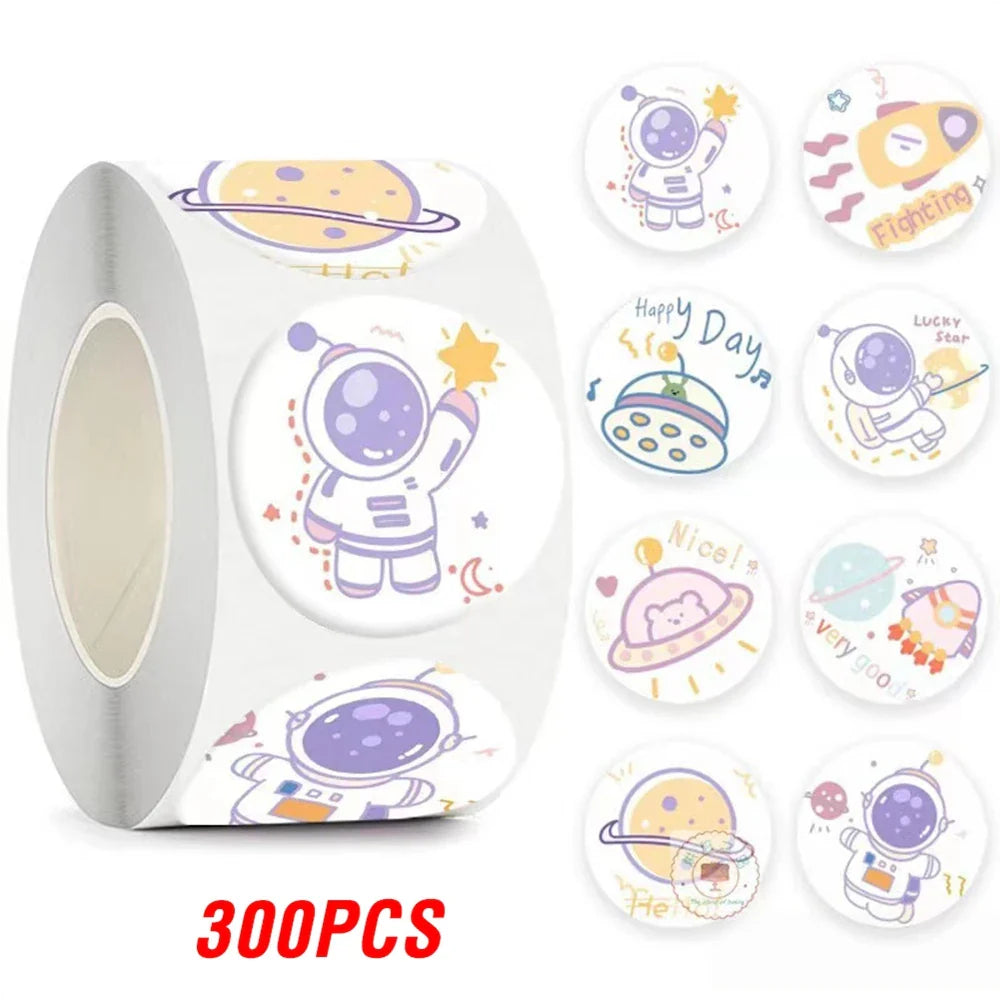 100-500pcs New Astronaut Reward Stickers Cute Animal Sticker for Kid Classic Toy Gift Decor School Teacher Encouragement Sticker (Online Order Only)