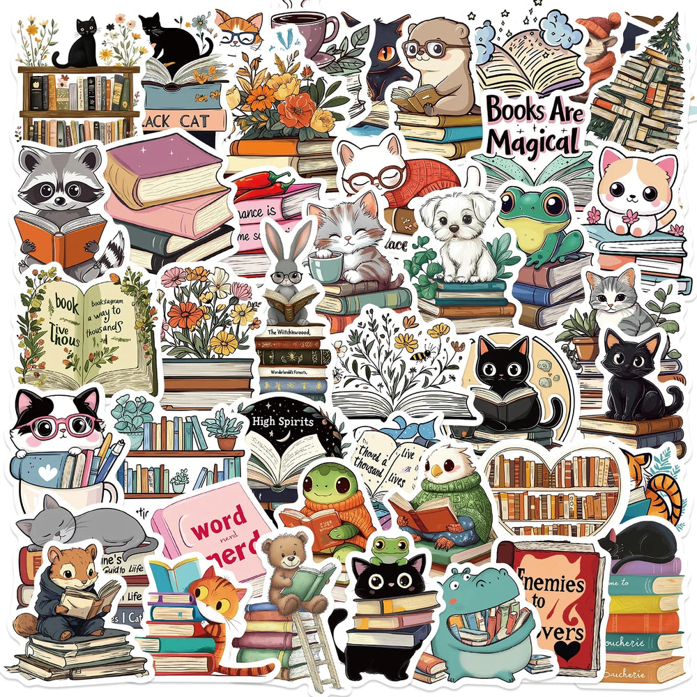 50PCS Animals Reading Stickers for Toy DIY Luggage Laptop Guitar Skateboard Phone Case Bike Car Cartoon Stickers (ONLINE ORDER ONLY)