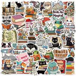 50PCS Animals Reading Stickers for Toy DIY Luggage Laptop Guitar Skateboard Phone Case Bike Car Cartoon Stickers (ONLINE ORDER ONLY)
