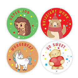 100-500pcs Animal Reward Stickers Adorable Round Kids Motivational Stickers Cartoon for Teacher Classroom Supplies (ONLINE ORDER ONLY)