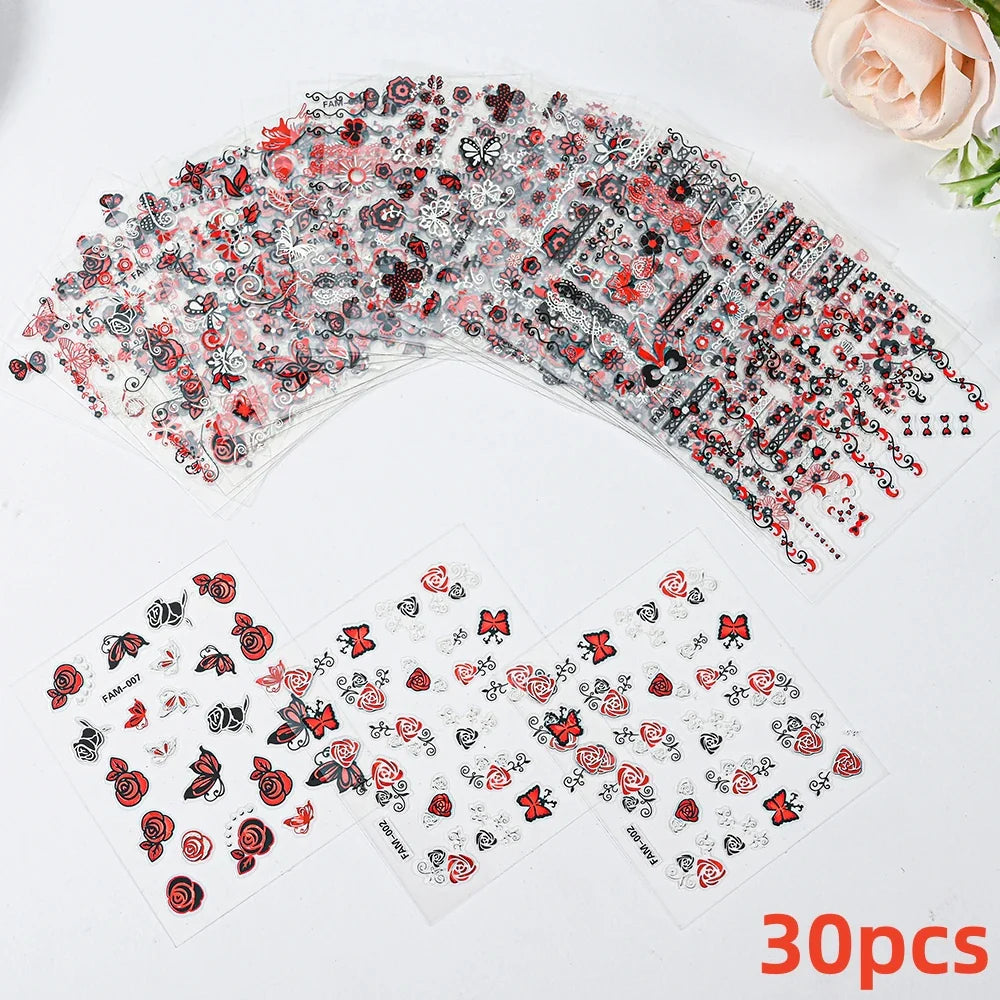30pcs 3D Daisy Design Nail Art Sticker Set Acrylic Sanding Colorful Floral Decals Self-Adhesive Nail Art Supplies DIY Manicure * (ONLINE ORDER ONLY)