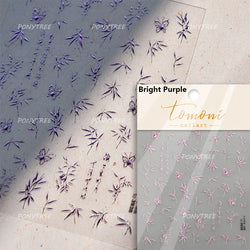 Antique Bamboo Leaf Hot Stamping Plant Botany Calligraphy Characters Self Adhesive Nail Art Stickers Rhinestone Manicure Decals (ONLINE ORDER ONLY)