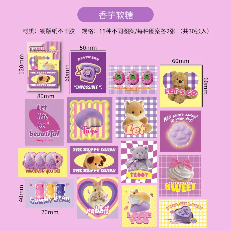 30pcs/lot Sweet Pictorial Series Scrapbooking Stickers Korean ins Hand Account Journal Collage Deco Material Stationery Sticker (ONLINE ORDER ONLY)