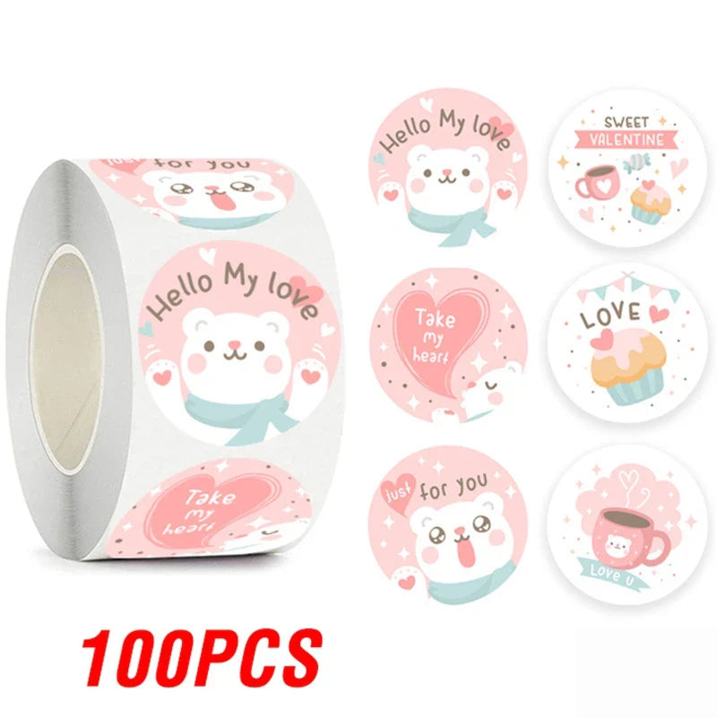 100-500pcs Cartoon Cat Stickers Round Adhesive Labels For Student Teacher Prize Business Gift Wraps Decorative Stickers (ONLINE ORDER ONLY)