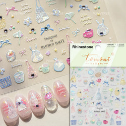 Cute Lucky Bear Apple Core Star Bowknot Flower Delicious Cookies Cherry Cake Dessert Milk Vase Adhesive Nail Art Stickers Decals (ONLINE ORDER ONLY)