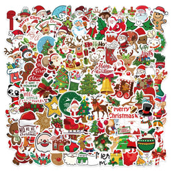 10/50/100pcs Cute Christmas Santa Claus Graffiti Stickers DIY Window Refrigerator Laptop Phone New Year Gift Decoration Sticker (ONLINE ORDER ONLY)