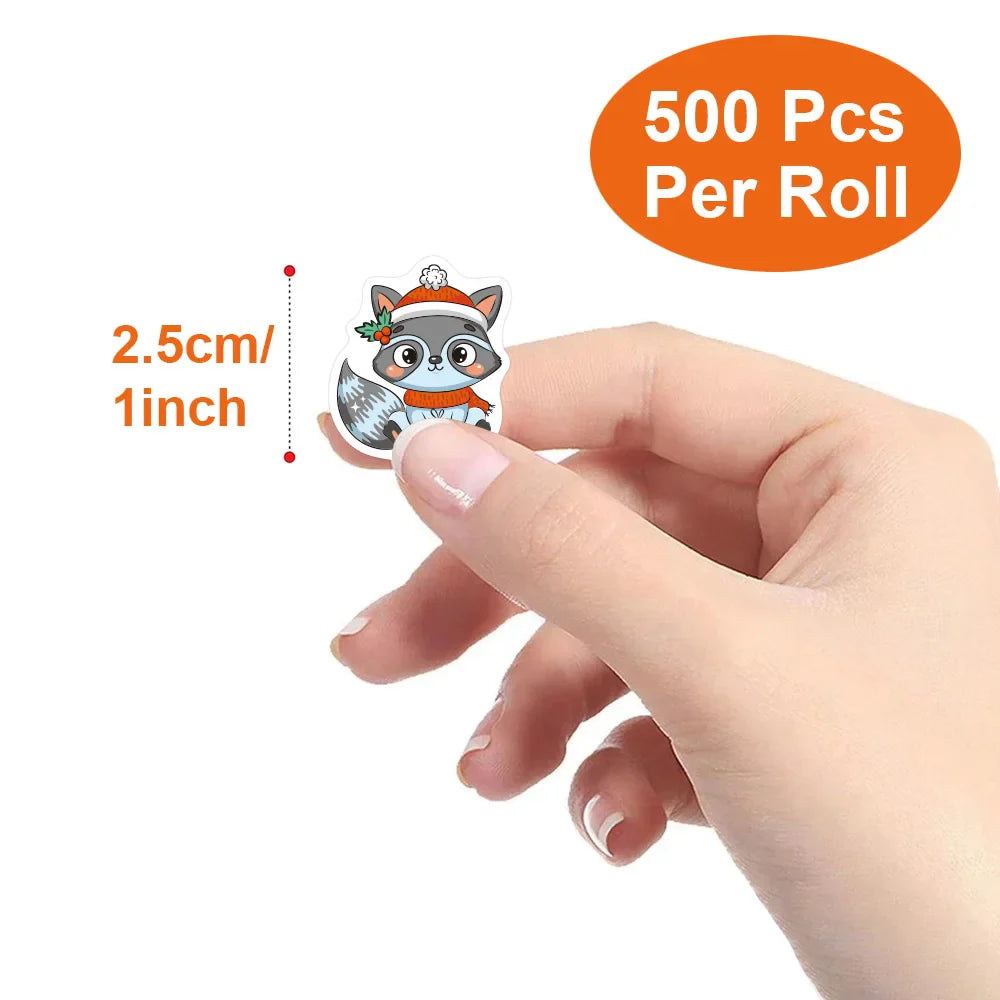 100-500pcs Heterotypic Christmas Themed Animals Stickers 8 Designs 2.5cm/1.0'' DlY Graffiti Holiday Party Decoration Labels (ONLINE ORDER ONLY)