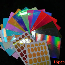 10/11/16Pcs Vibrant Aurora Holographic Nail Foils Ice Cube Cellophane Laser Jewelry Candy Nail Stickers Chameleon Manicure Decor (ONLINE ORDER ONLY)