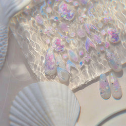 Mermaid Girl Conch Starfish Shell Bowknot Fish Scale Purple Ribbon Water Bubbles Chic Adhesive Nail Art Sticker Manicure Decals (ONLINE ORDER ONLY)