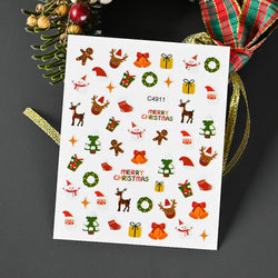 Christmas Greenery Nail Stickers Xmas Holly Animal Penguin Candy Winter Sliders Decor 2024 Holiday Decals Manicure Tips Foils *& (ONLINE ORDER ONLY)