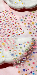 Colorful Dried Flowers Wreath Floral Plant Petal Bud Garden Charming 5D Reliefs Self Adhesive Nail Art Stickers Manicure Decals (Online Order Only)